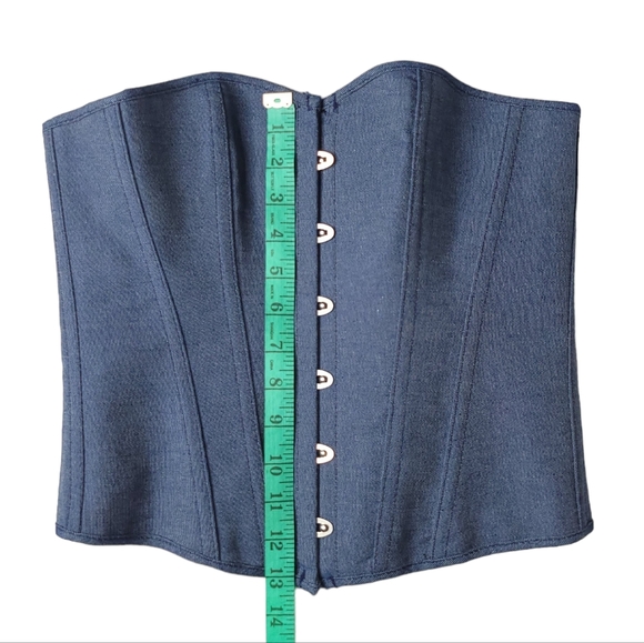*** SOLD *** Corset in Dark Blue w Boning and Satin Lace-up Back XS - M - Picture 13 of 13